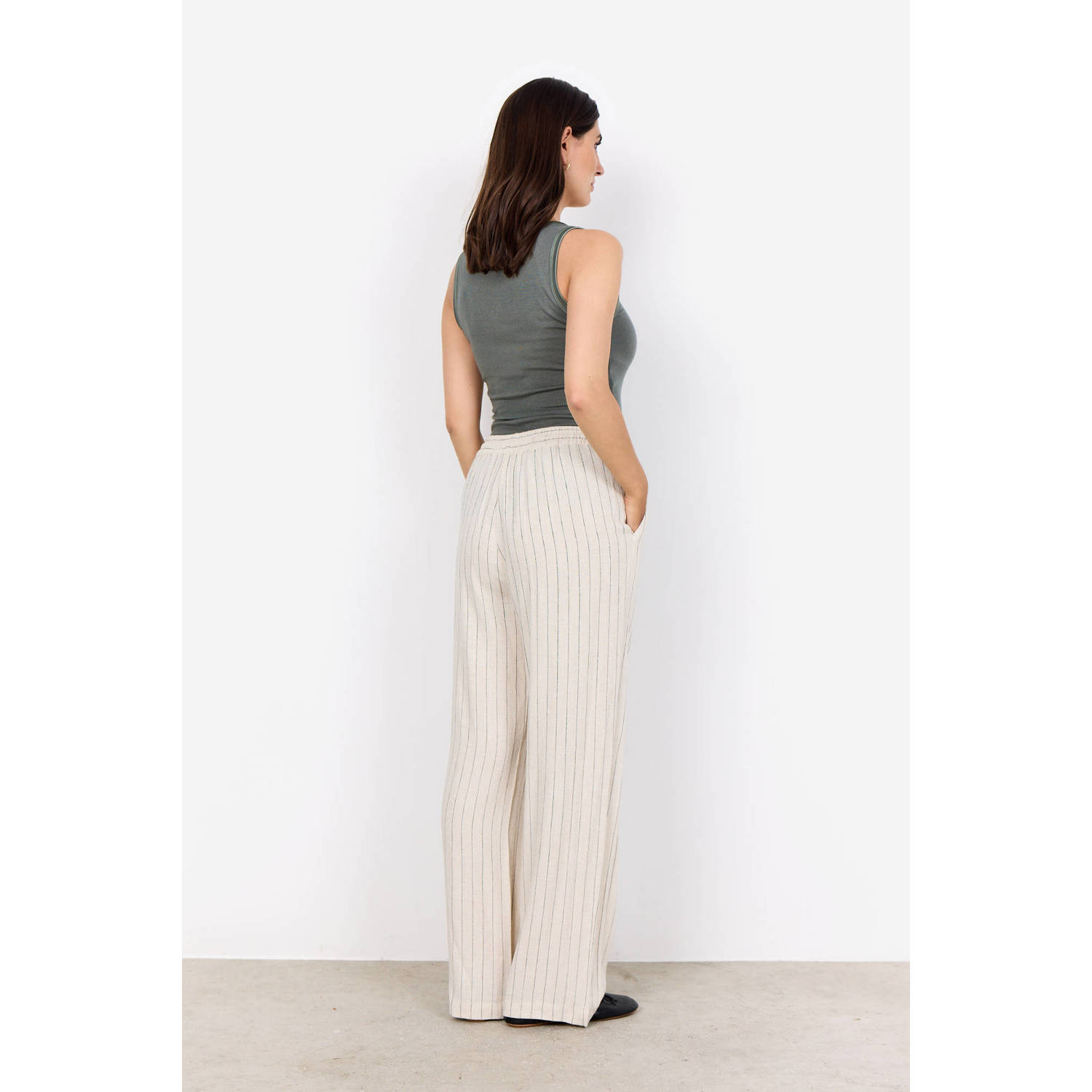 Soyaconcept wide leg high waist broek ecru