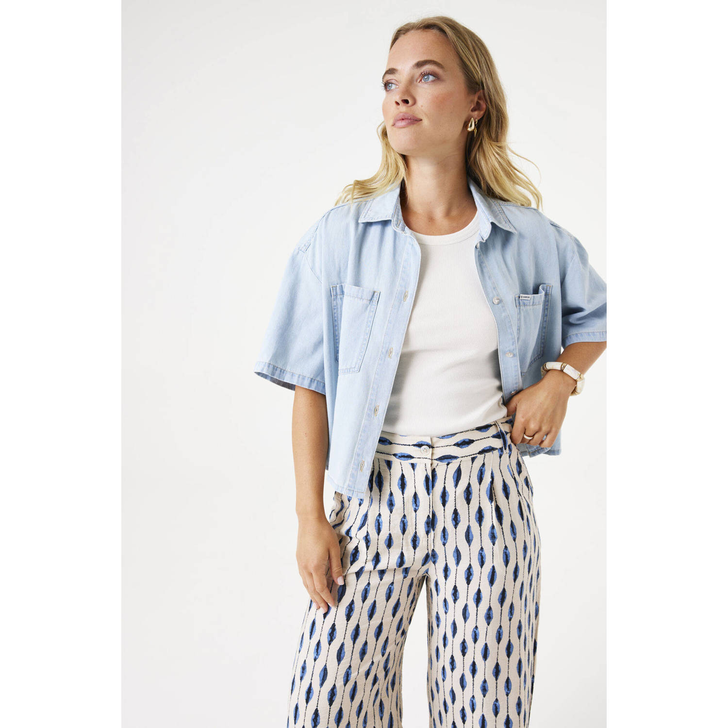 Garcia denim blouse light blue denim
