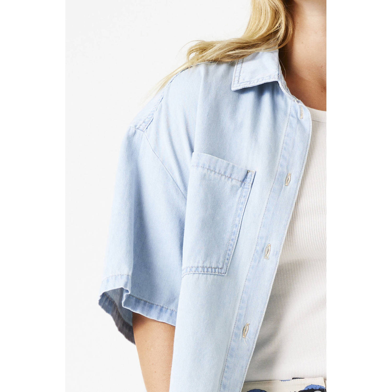 Garcia denim blouse light blue denim