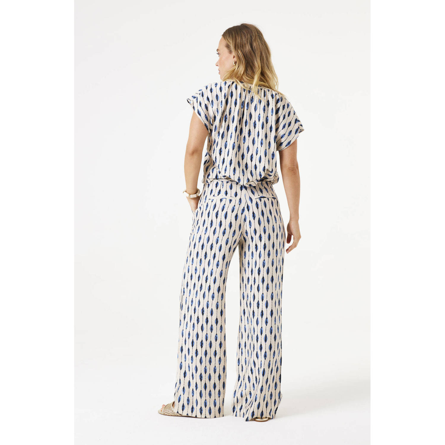 Garcia wide leg regular waist casual broek ecru