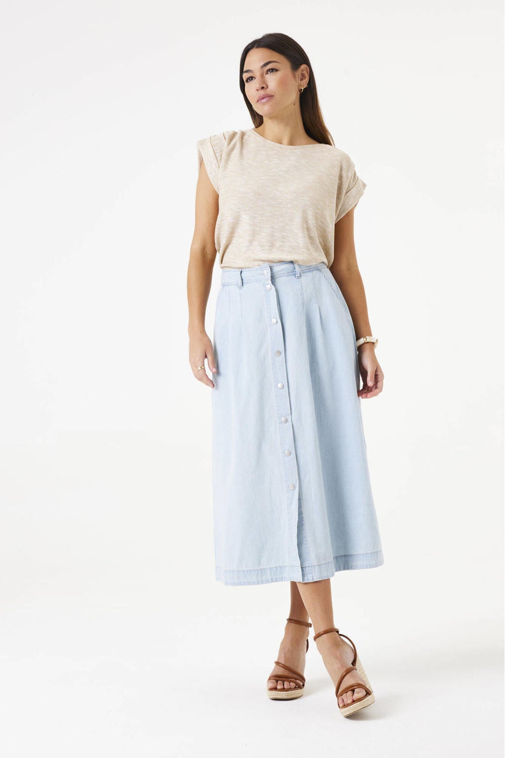 Light blue denim dames Garcia spijkerrok gemaakt van denim en met knoopsluiting