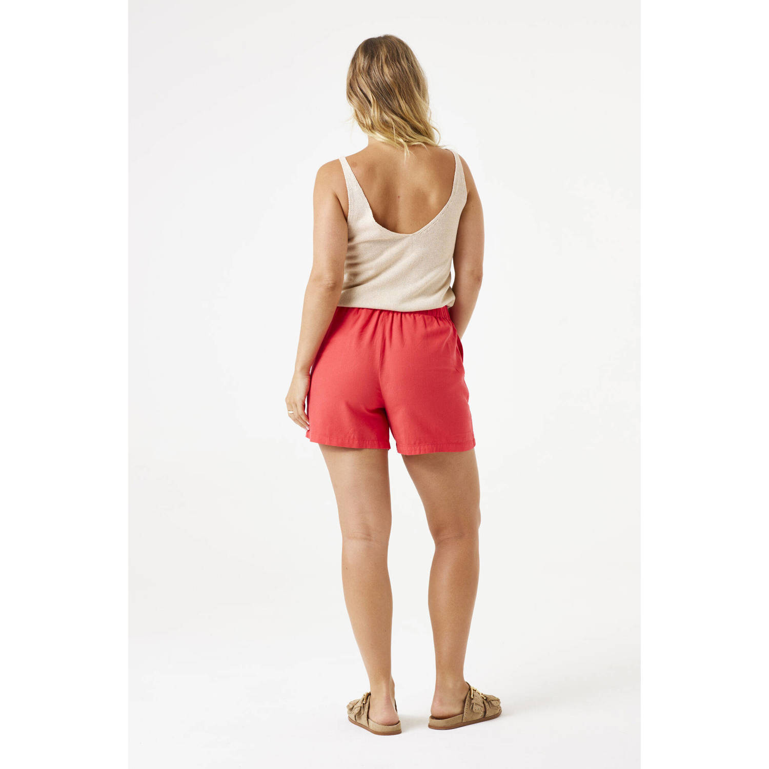 Garcia linnen relaxed regular waist casual short rood