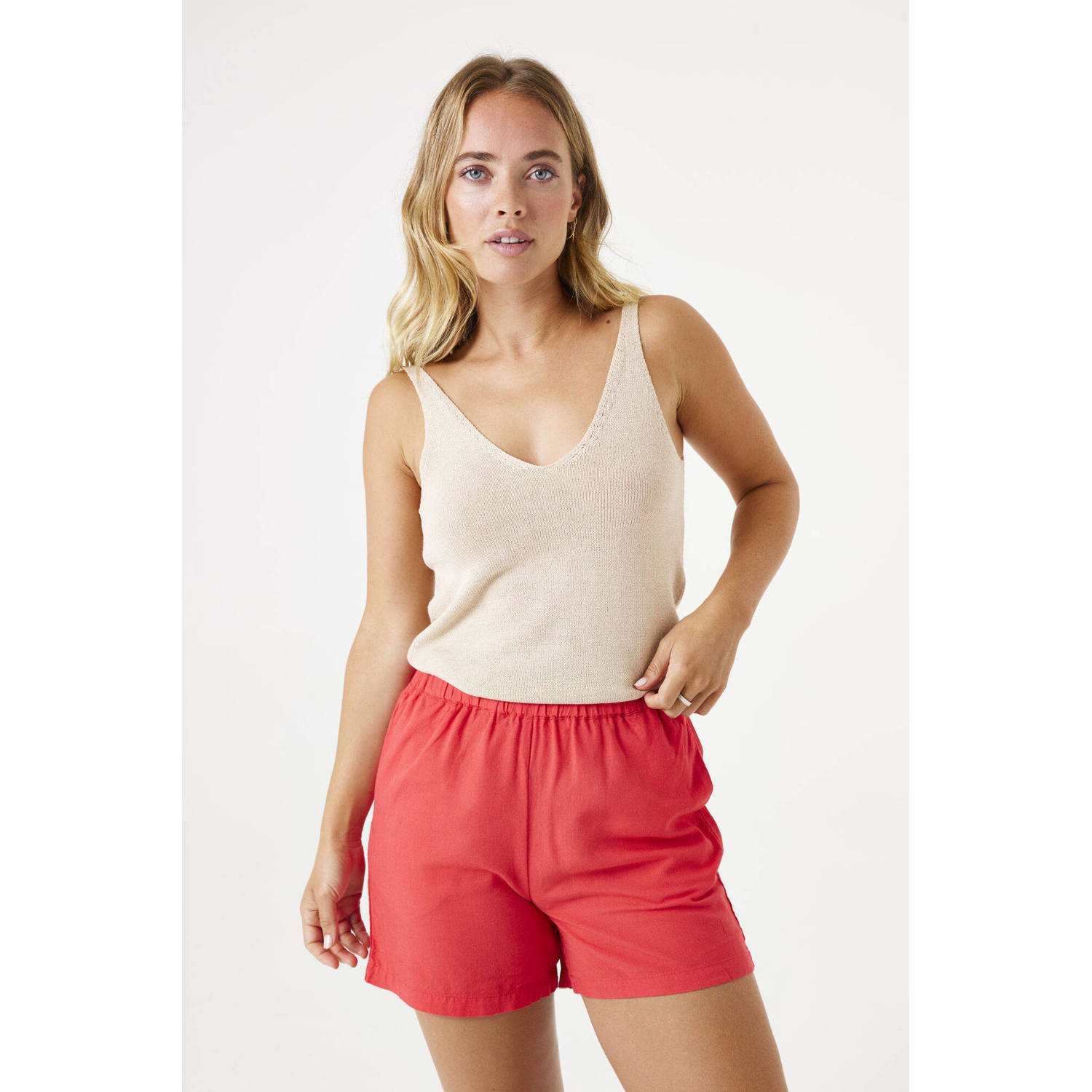 Garcia linnen relaxed regular waist casual short rood