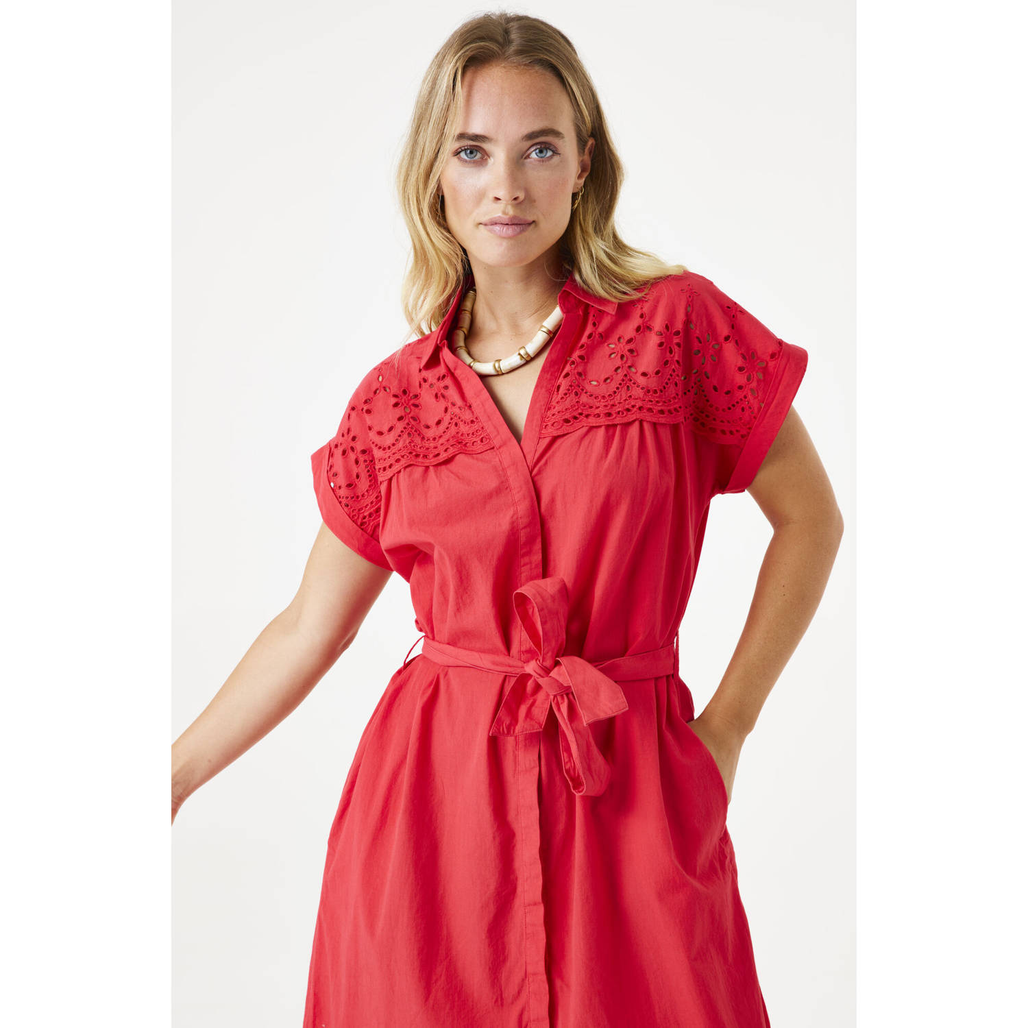 Garcia zomerjurk broderie rood