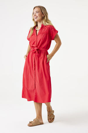 zomerjurk broderie rood
