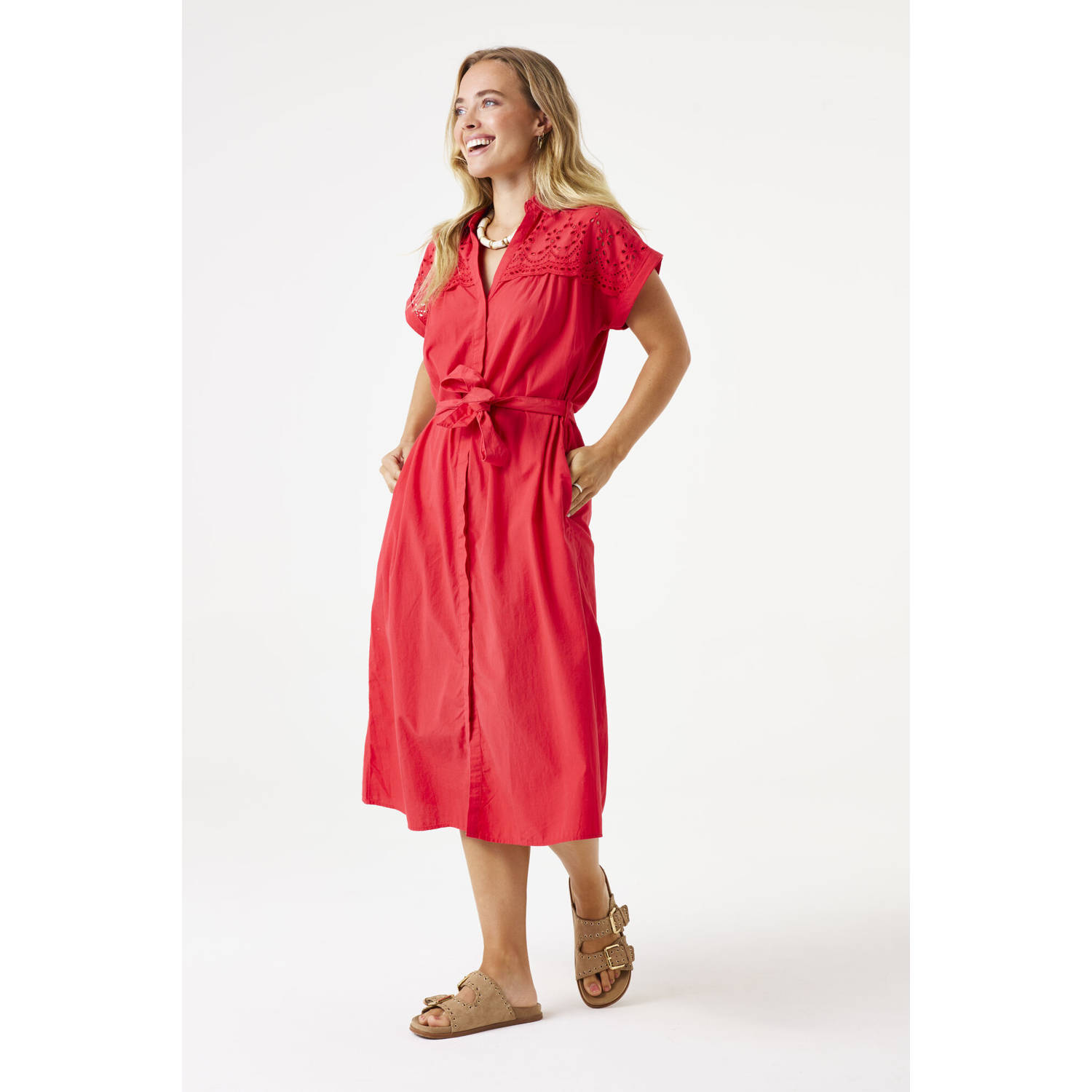 Garcia zomerjurk broderie rood