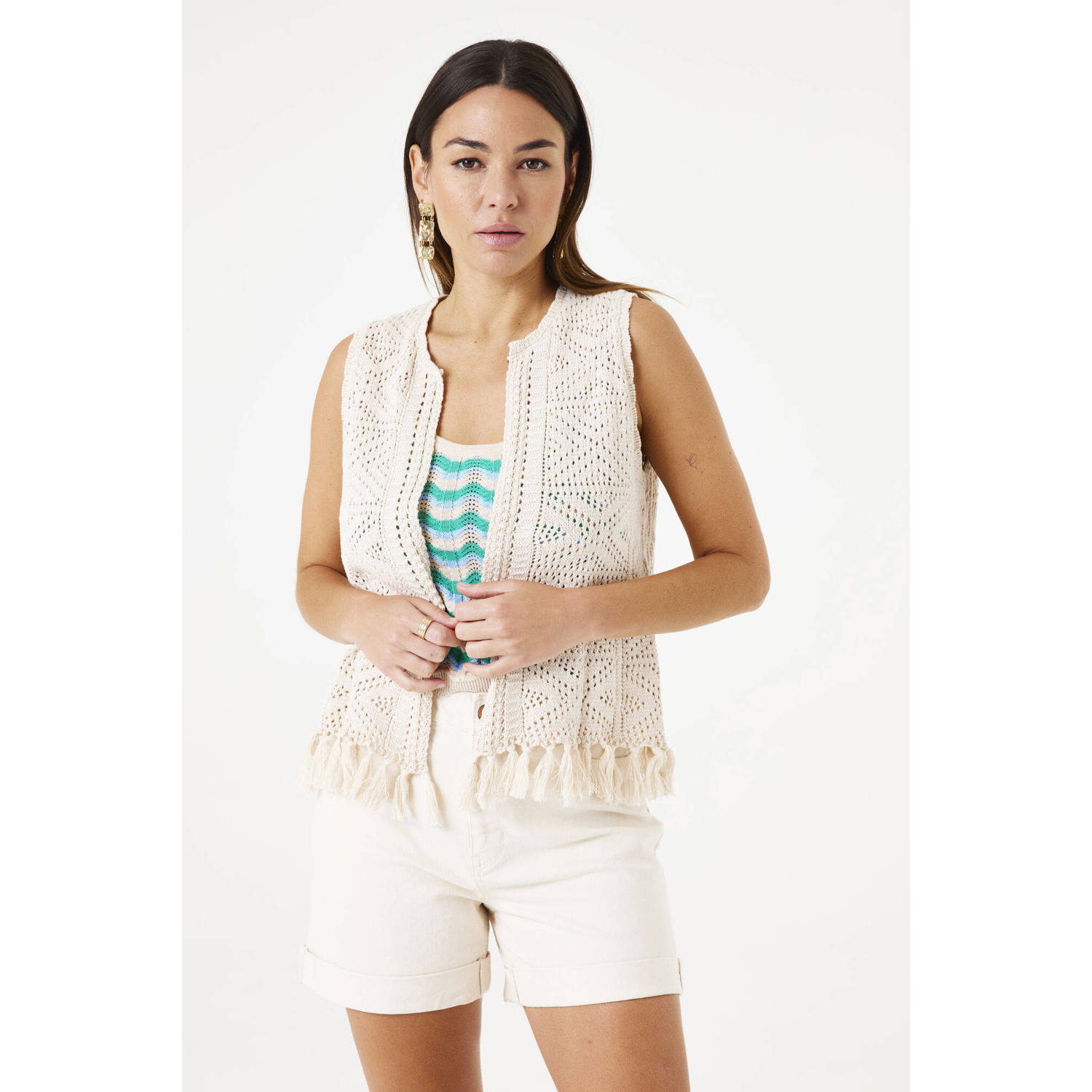 Garcia vest ecru gehaakt