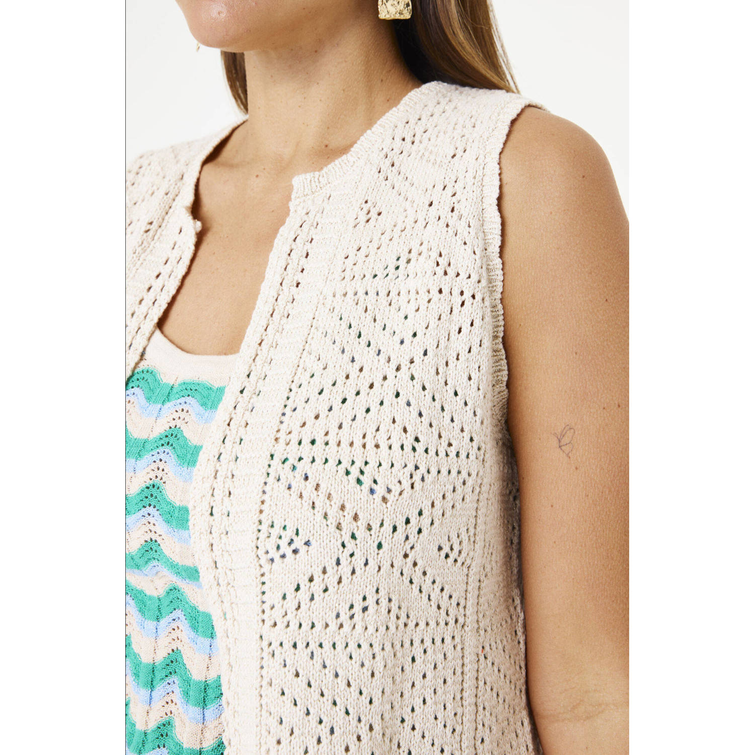 Garcia vest ecru gehaakt