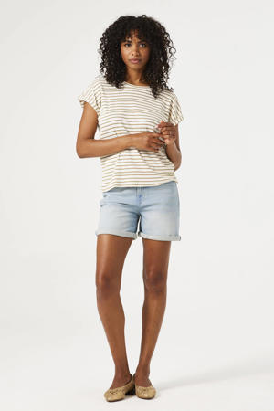 regular waist denim short light blue denim