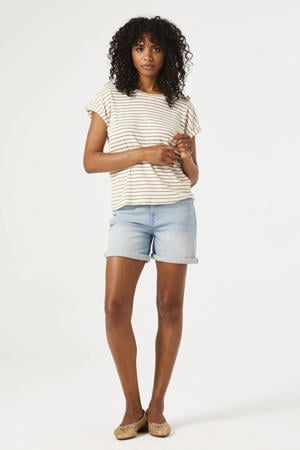 regular waist denim short light blue denim