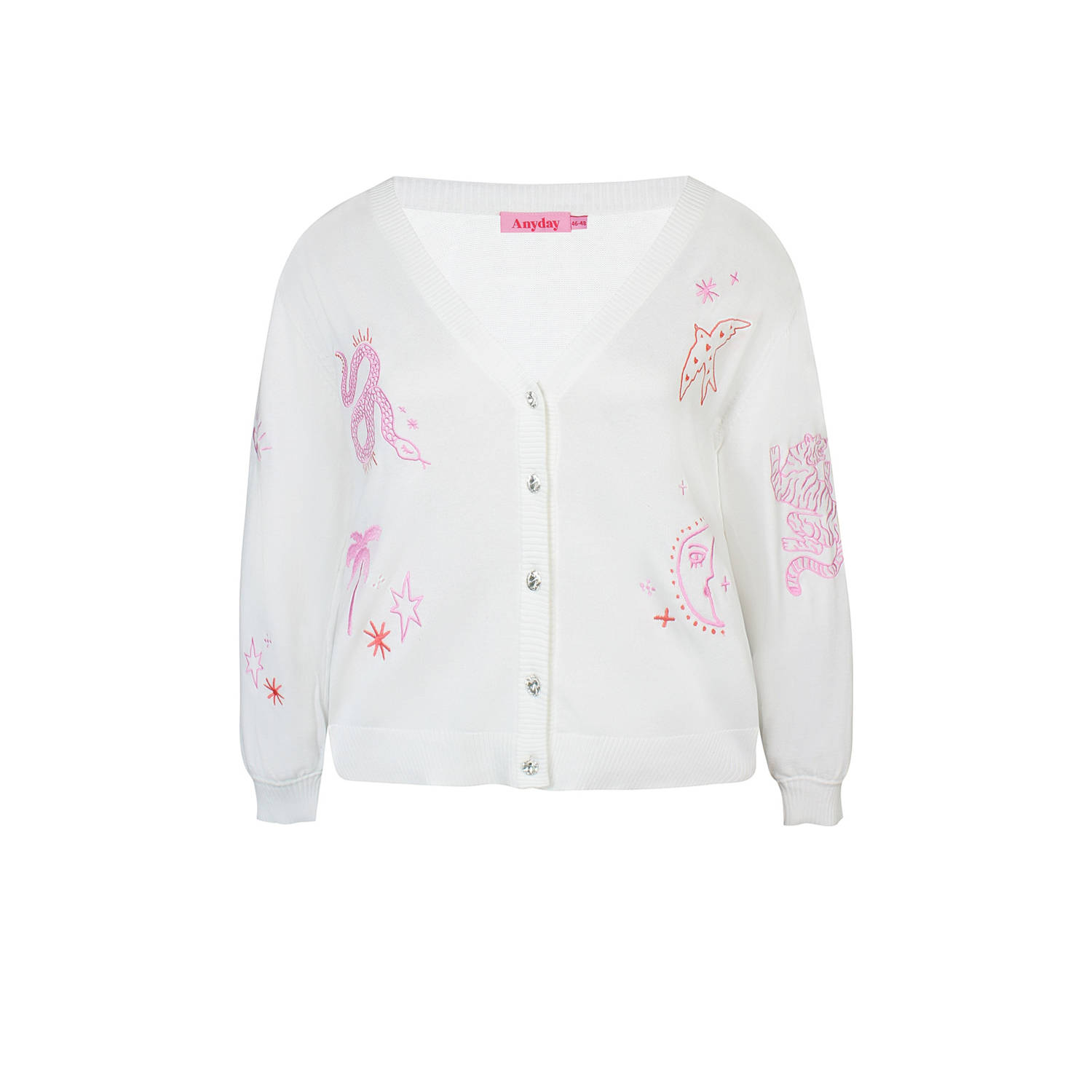 Anyday vest wit fijn gebreid