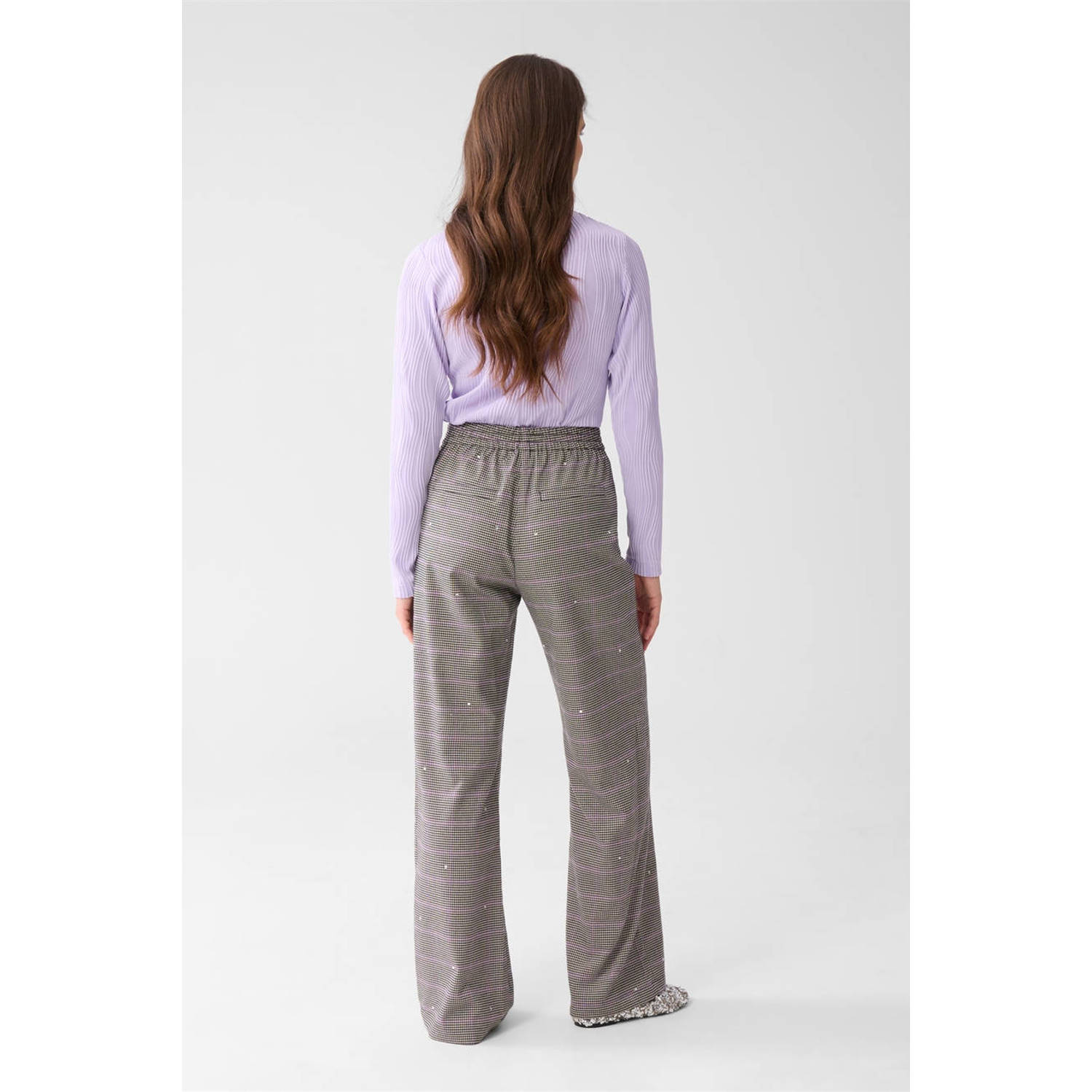 Shoeby wide leg high waist broek grijs