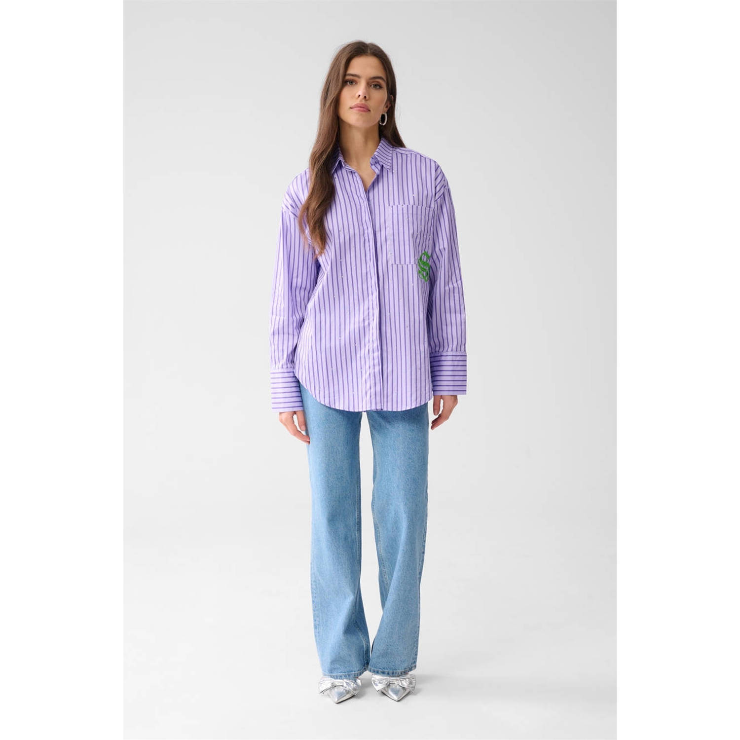 Shoeby gestreepte blouse paars