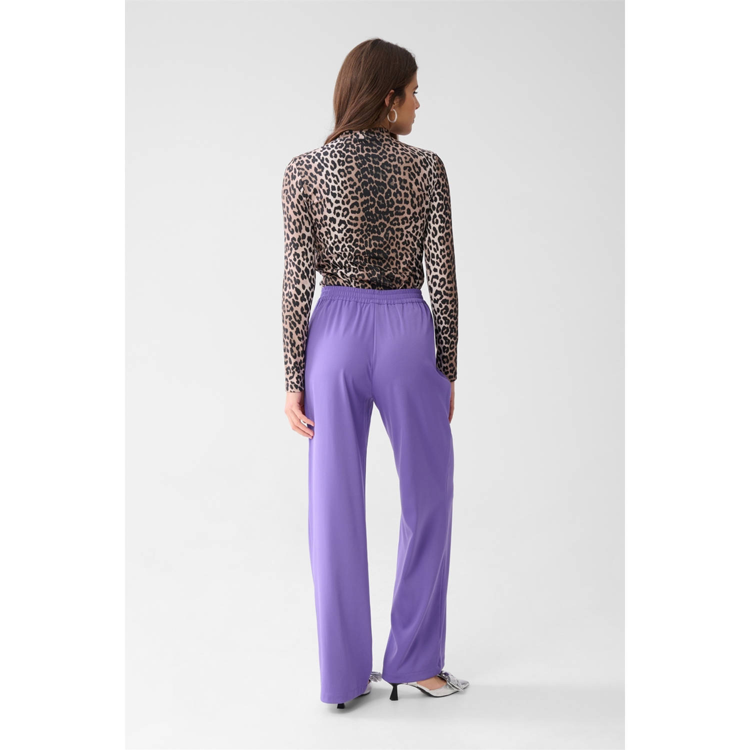 Shoeby wide leg high waist casual broek paars