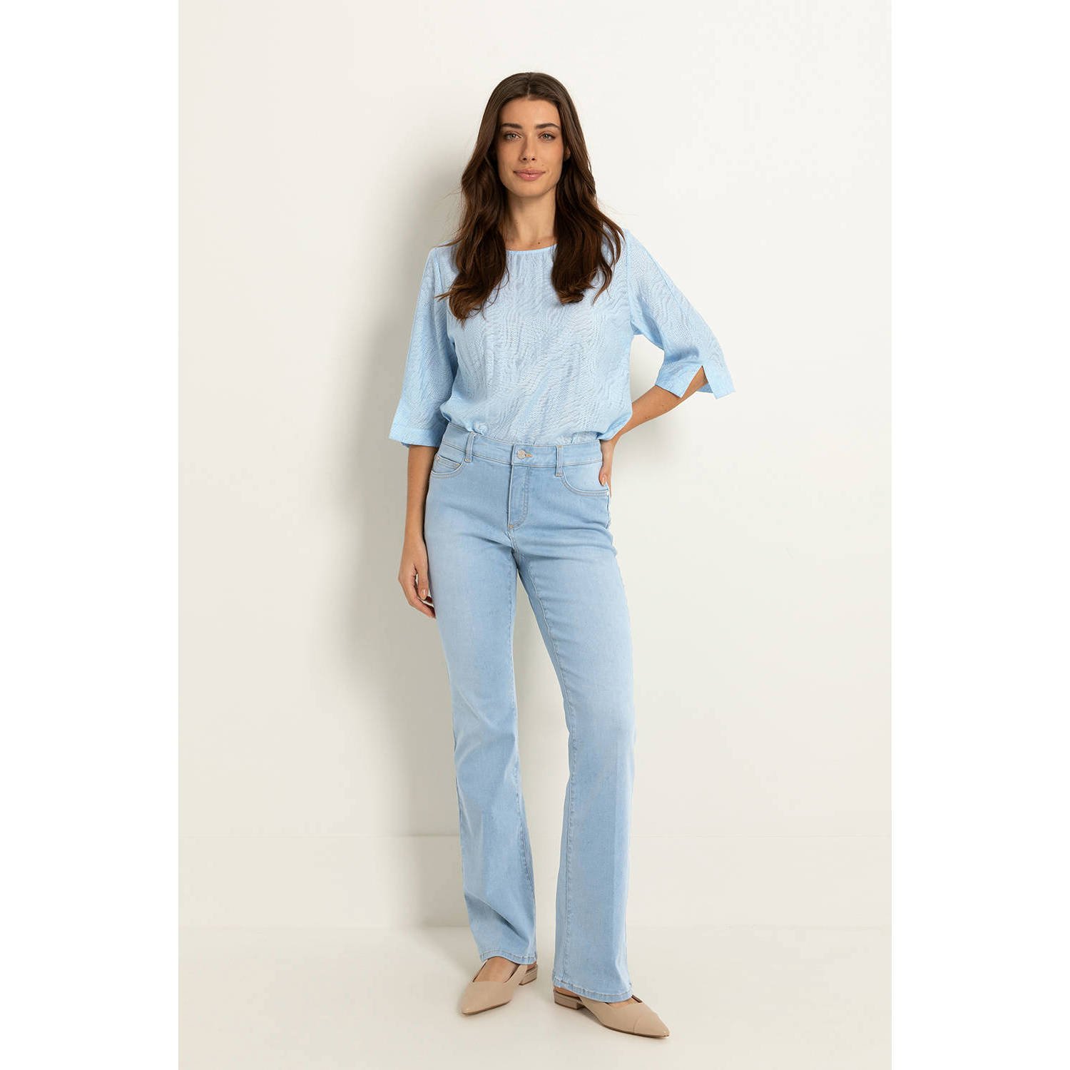 Claudia Sträter low waist flared jeans light blue denim