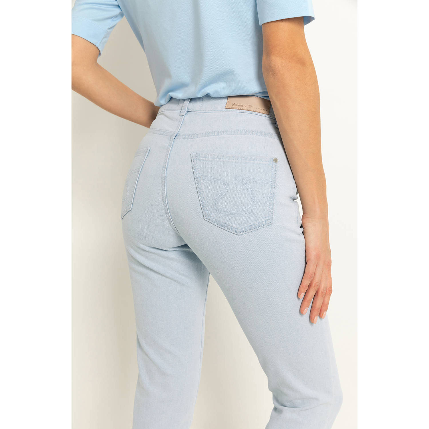 Claudia Sträter high waist slim fit jeans light blue denim