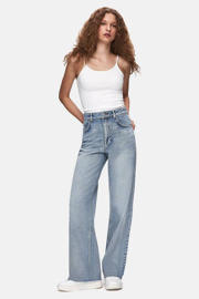 thumbnail: LTB high waist wide leg jeans medium blue denim