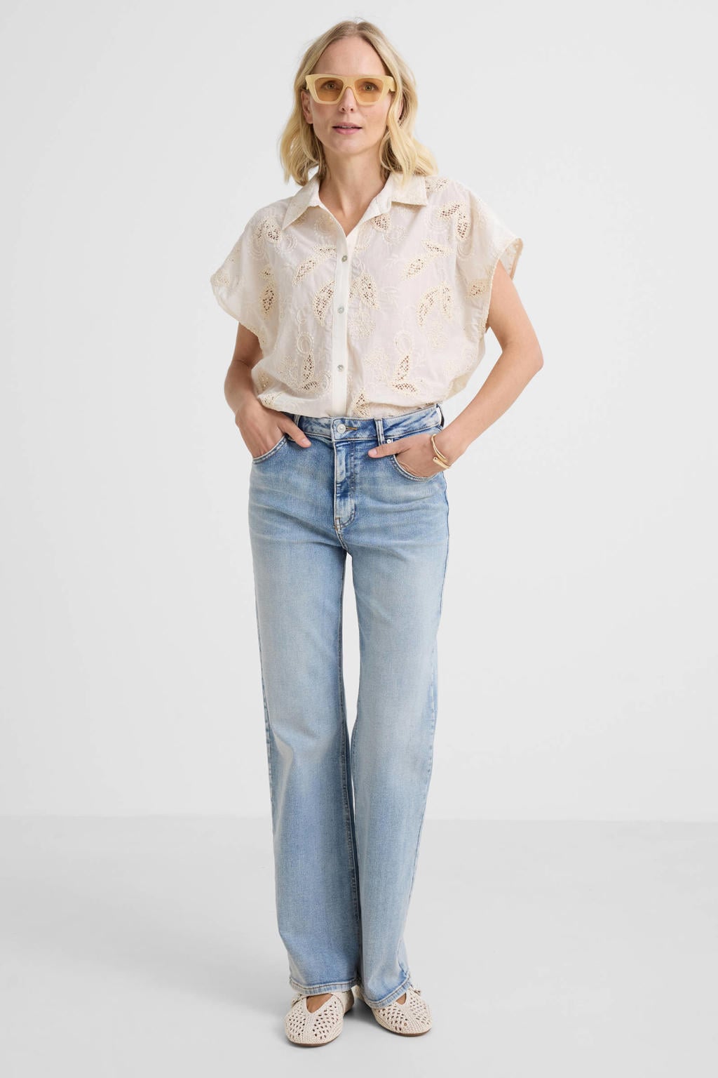 LTB high waist wide leg jeans medium blue denim