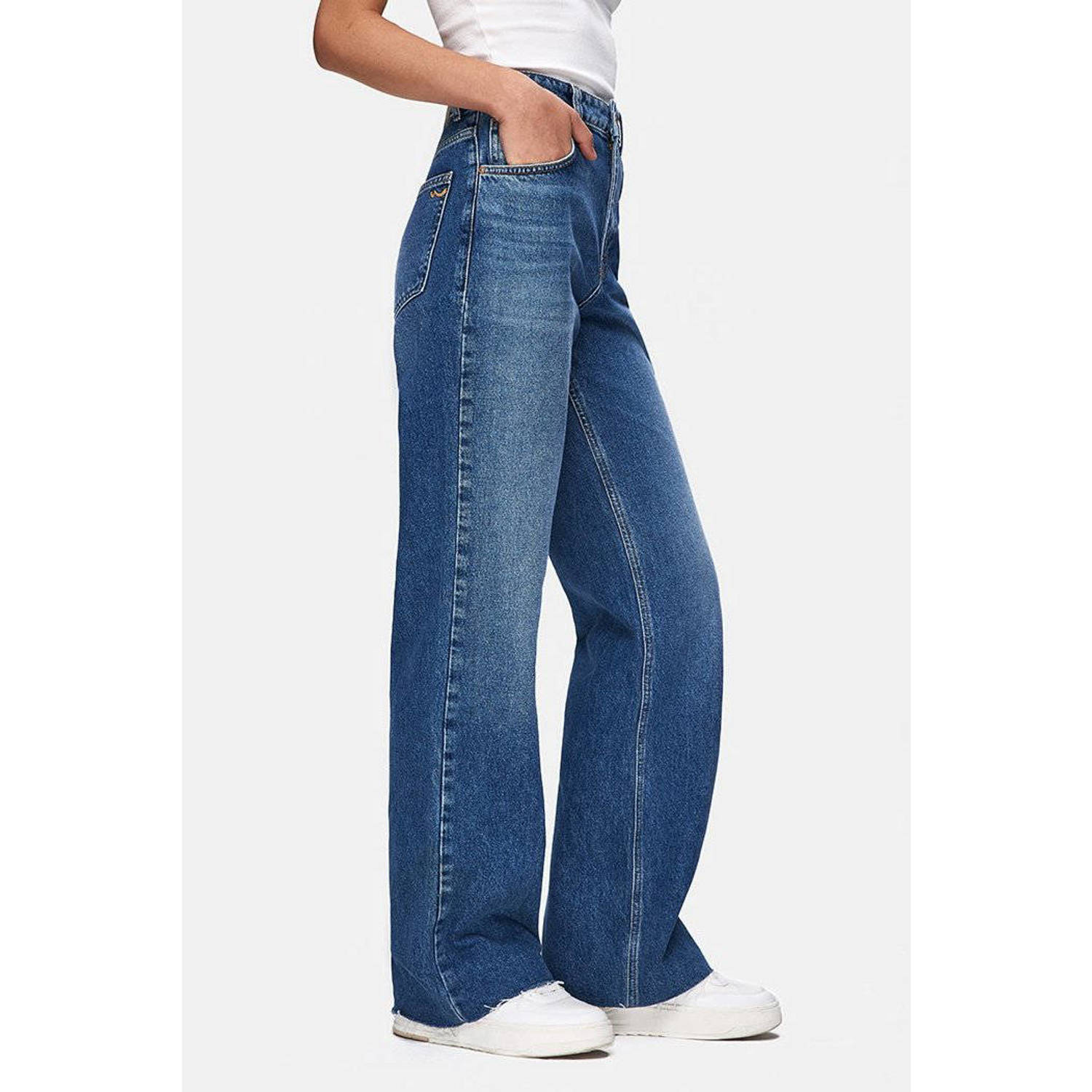 LTB high waist wide leg jeans dark blue denim