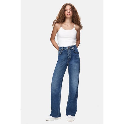 LTB high waist wide leg jeans dark blue denim afbeelding