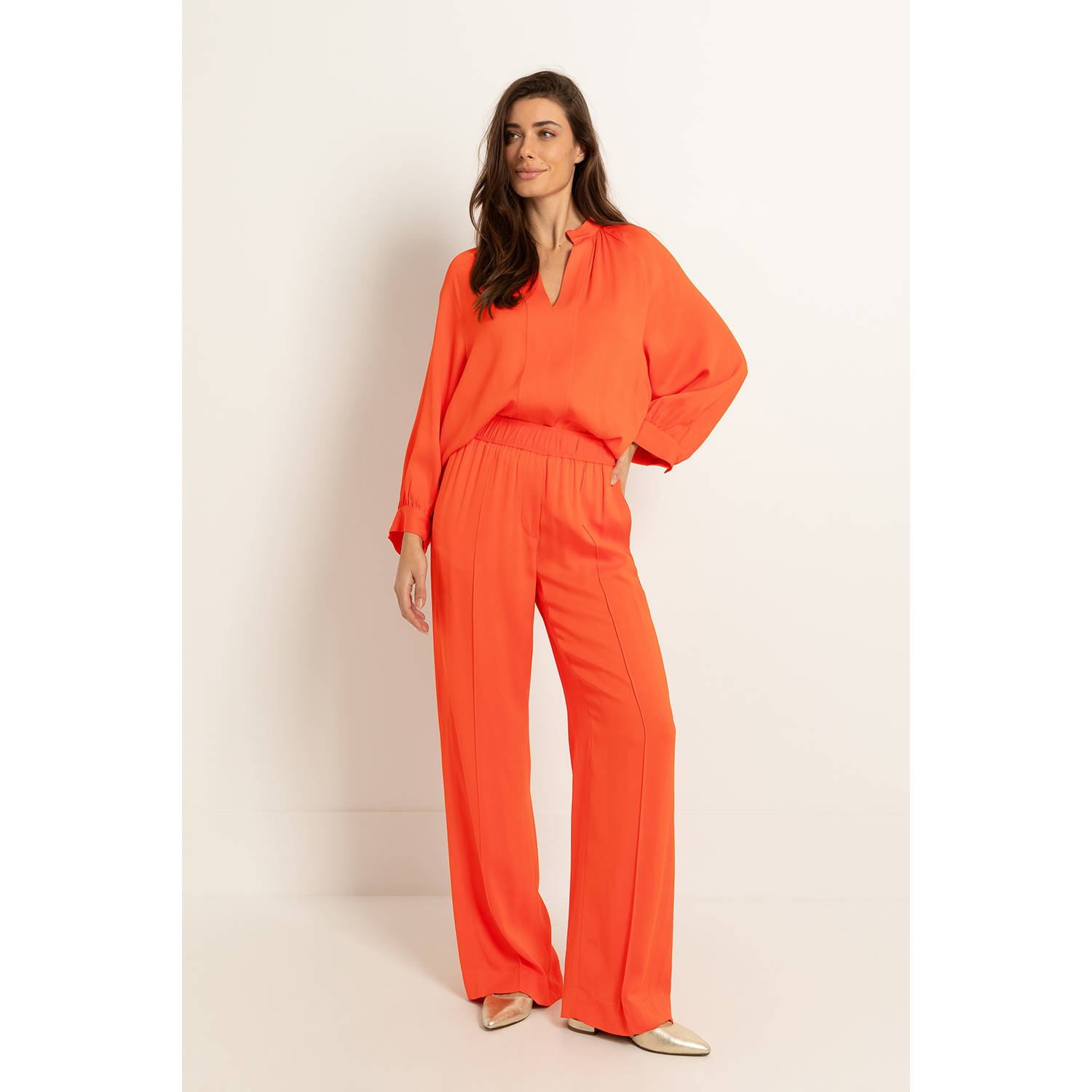 Claudia Sträter high waist broek koraalrood