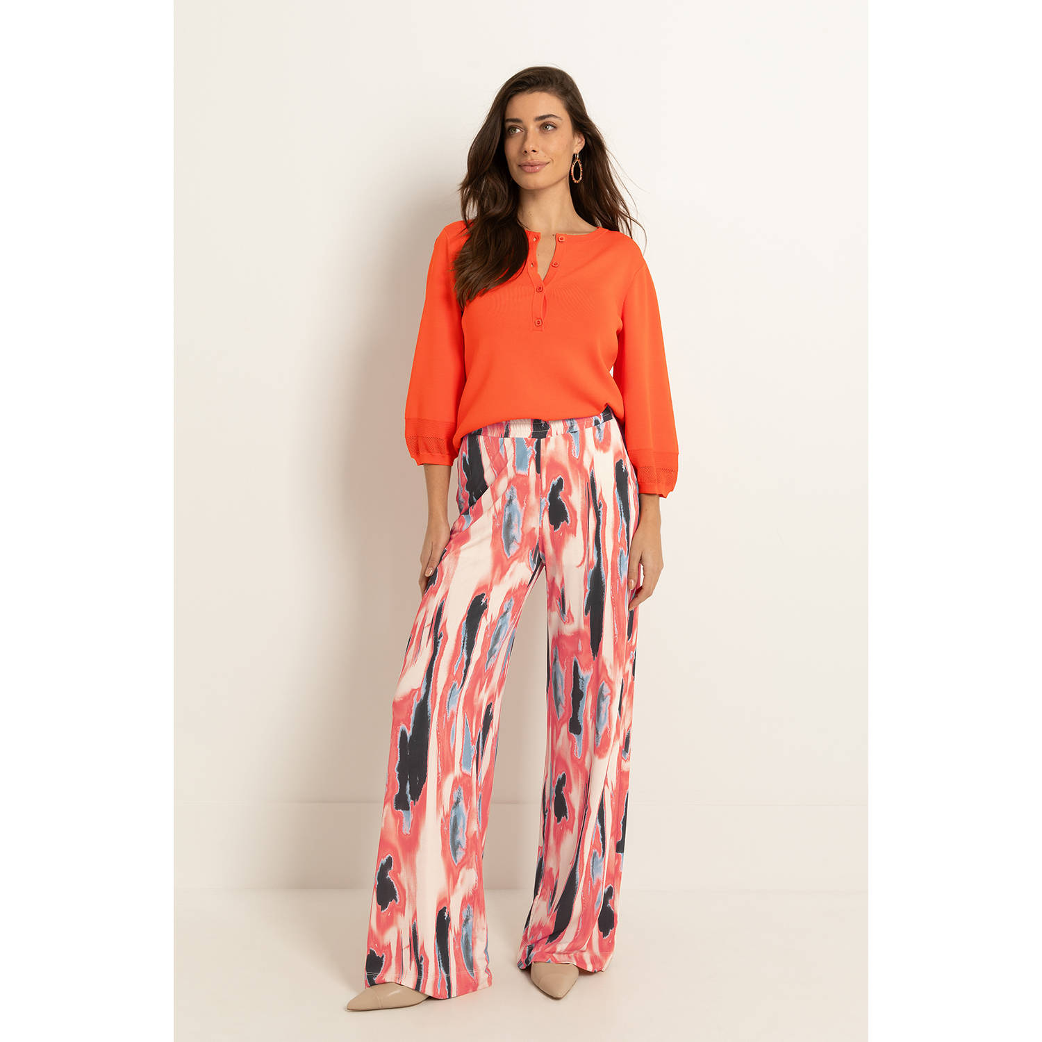 Claudia Sträter high waist broek blauw fijn gebreid