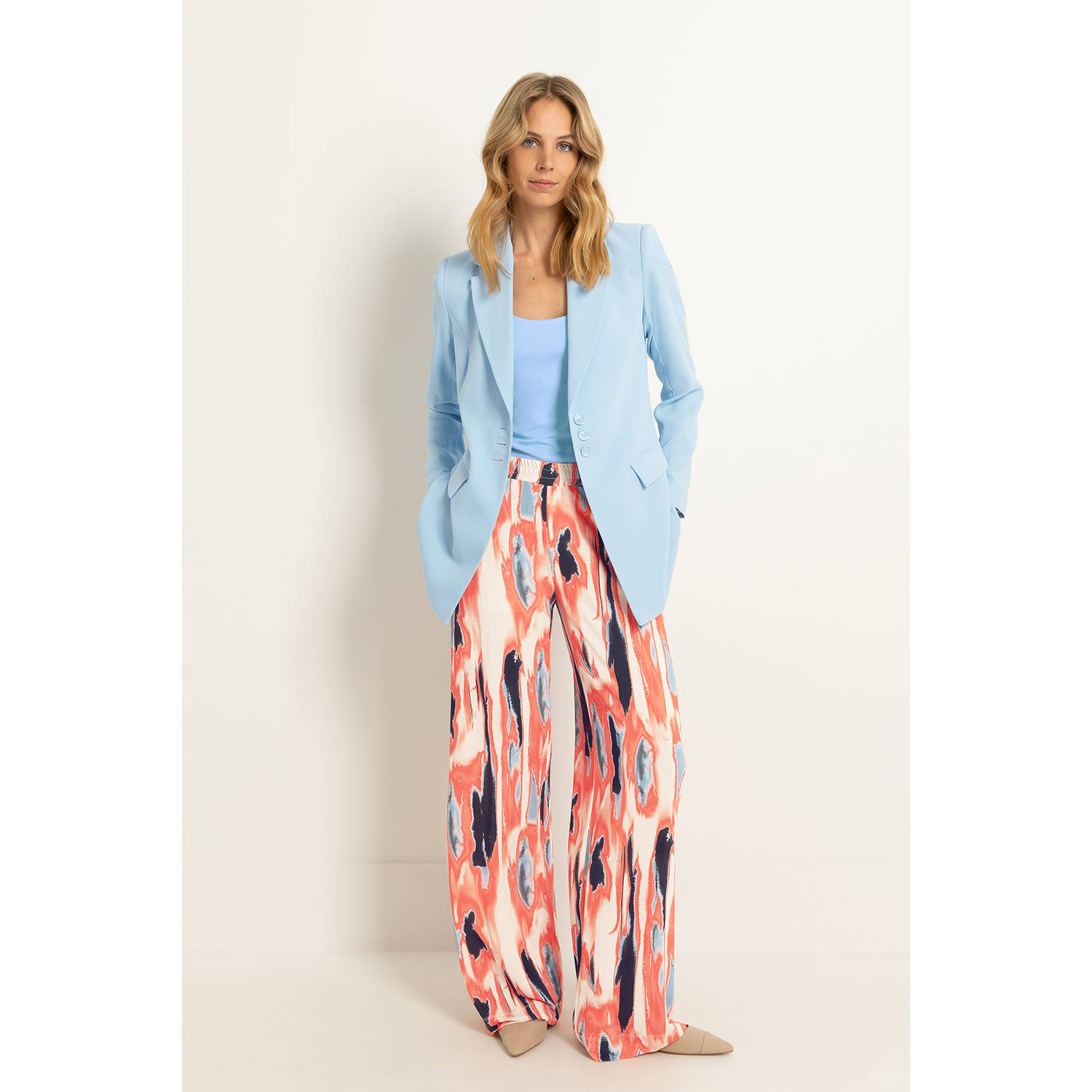 Claudia Sträter high waist broek blauw fijn gebreid