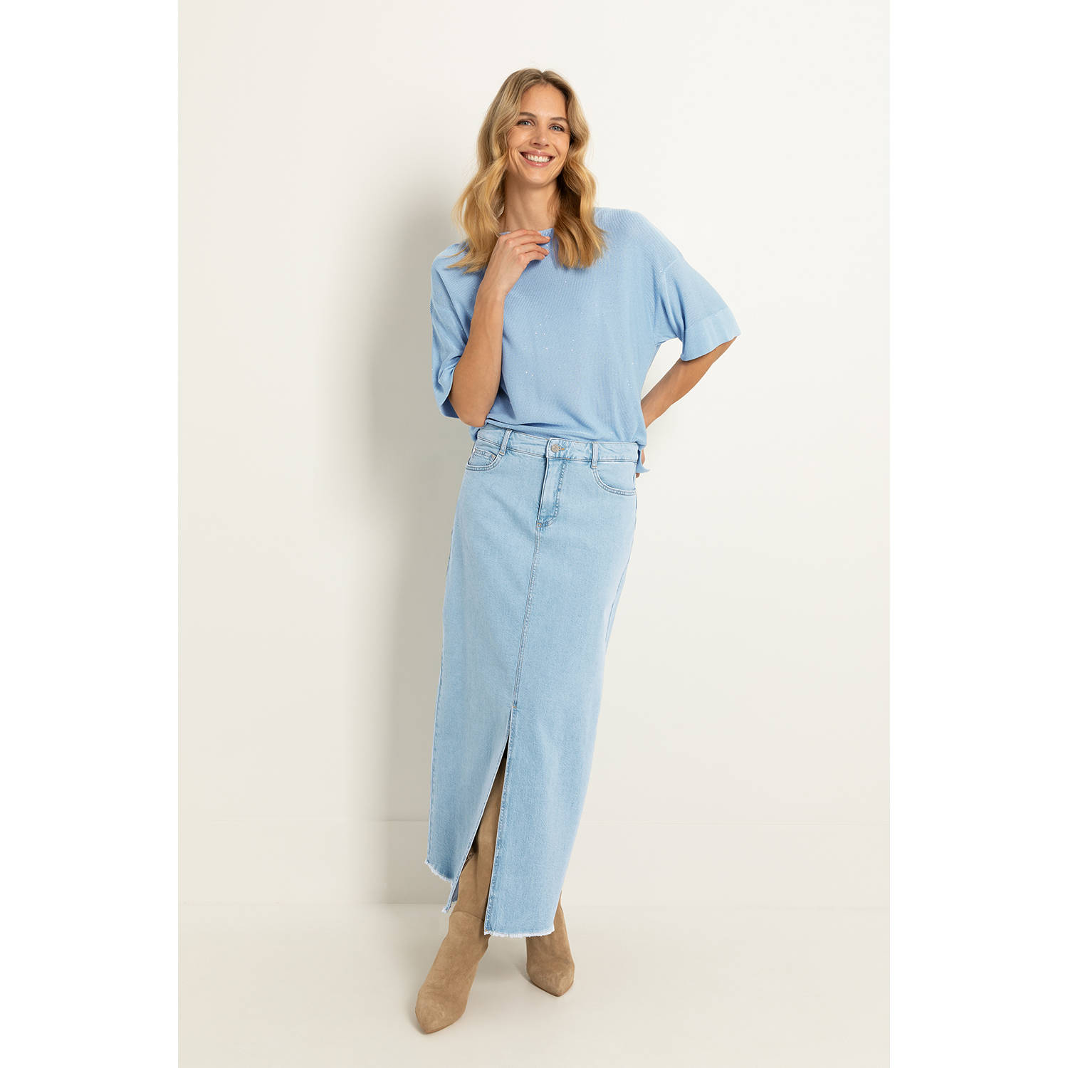 Claudia Sträter spijkerrok light blue denim