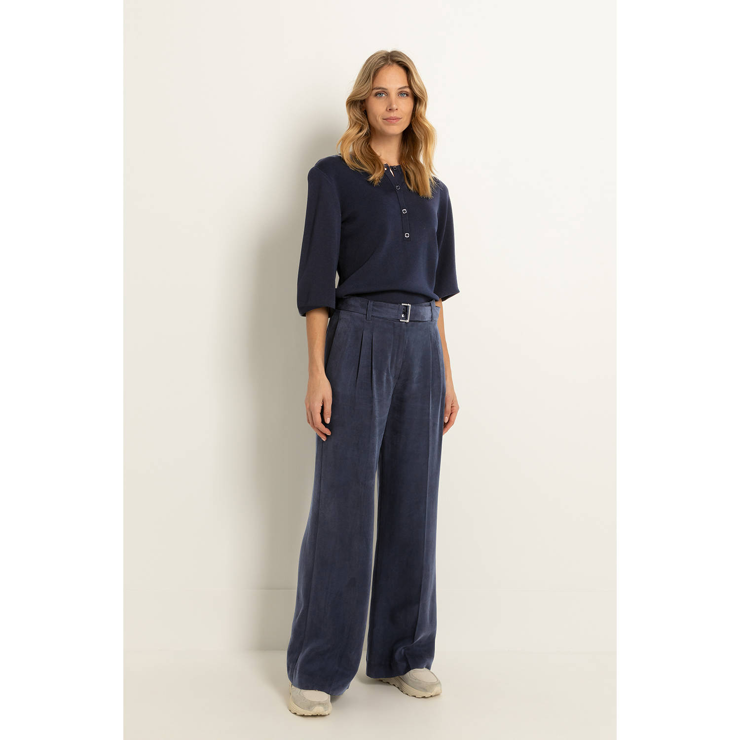 Claudia Sträter high waist broek donkerblauw