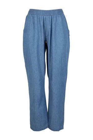 wide leg regular waist broek medium blue denim