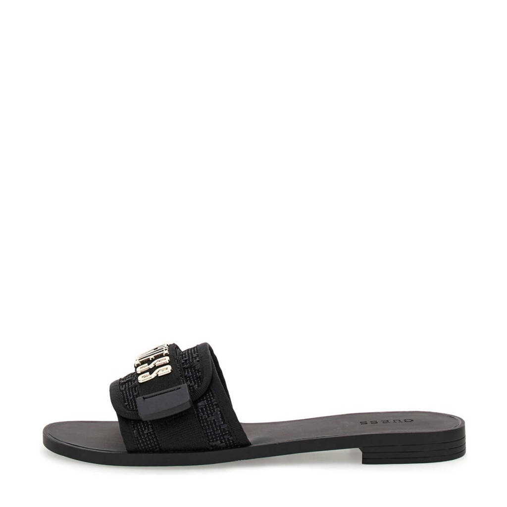 Elyze Slippers Guess Badslippers Dames Guess Elyze Zwarte Slippers
