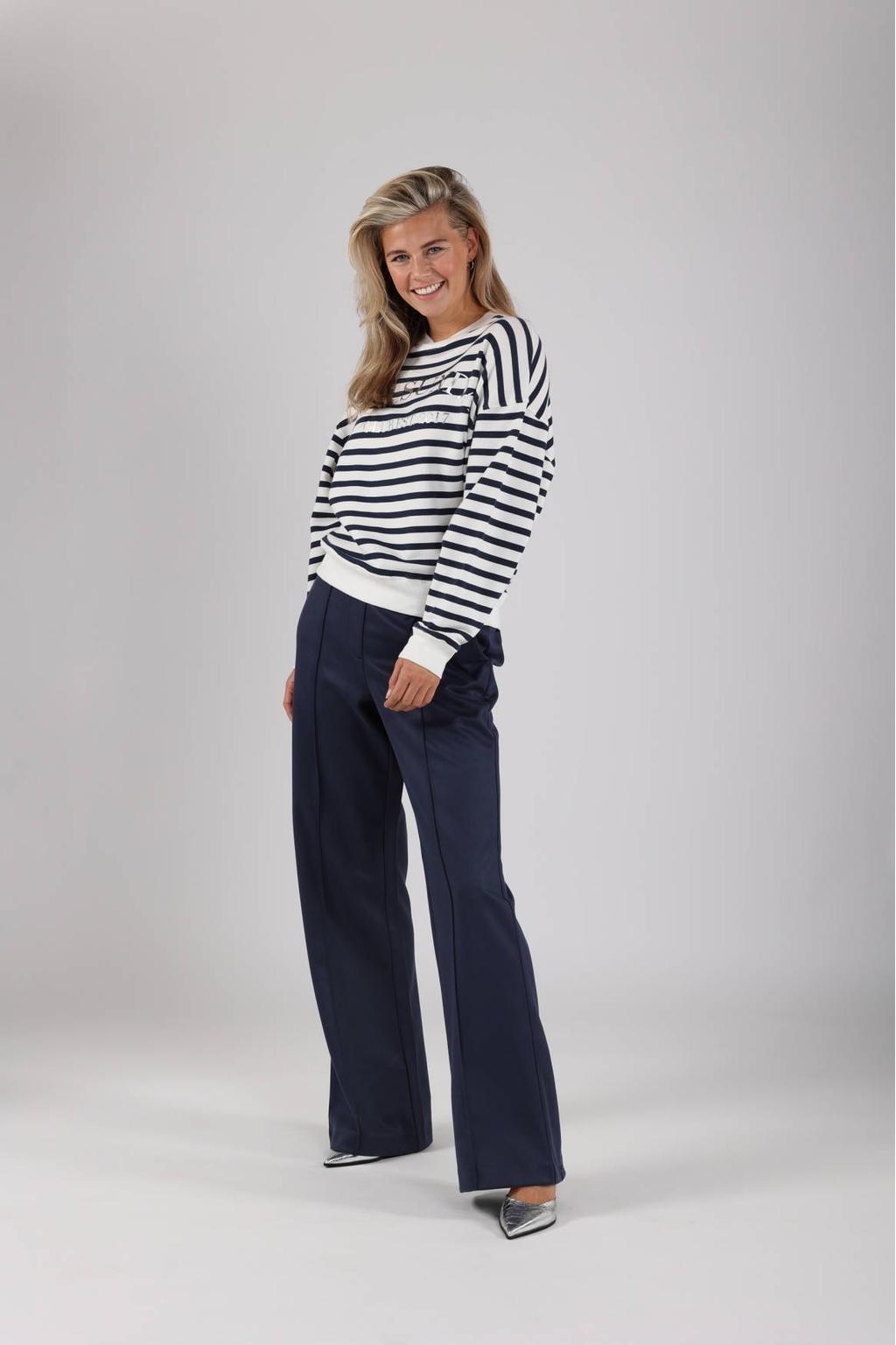 NUKUS straight high waist pantalon donkerblauw