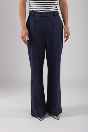 straight high waist pantalon donkerblauw