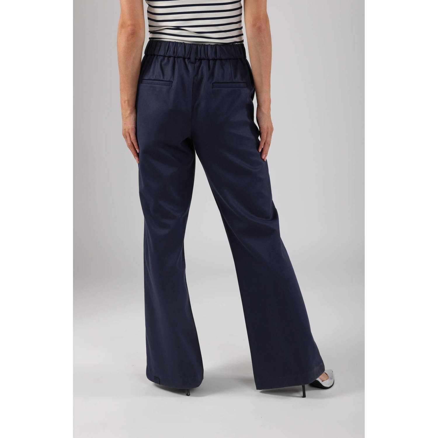 NUKUS straight high waist pantalon donkerblauw