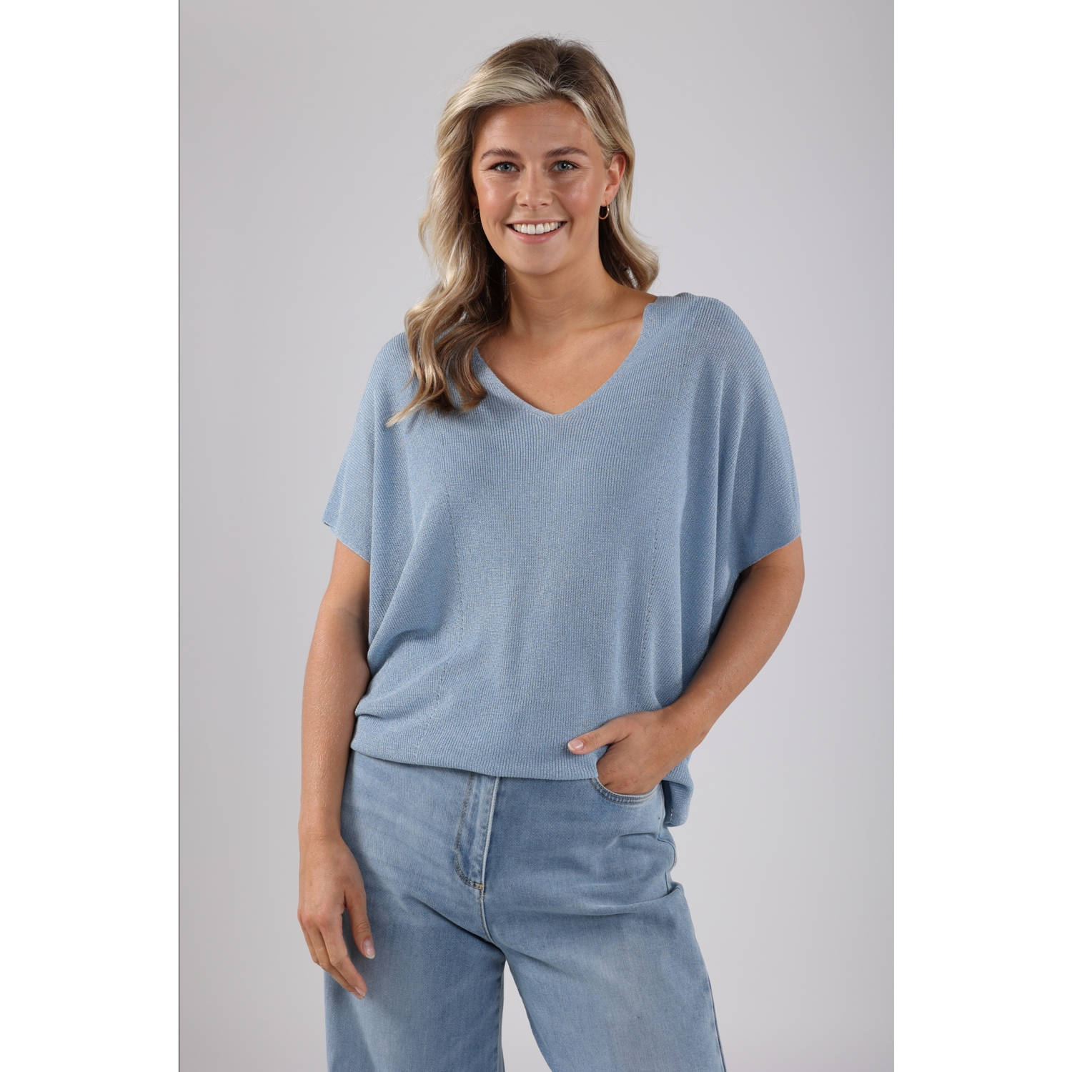 NUKUS top blauw fijn gebreid