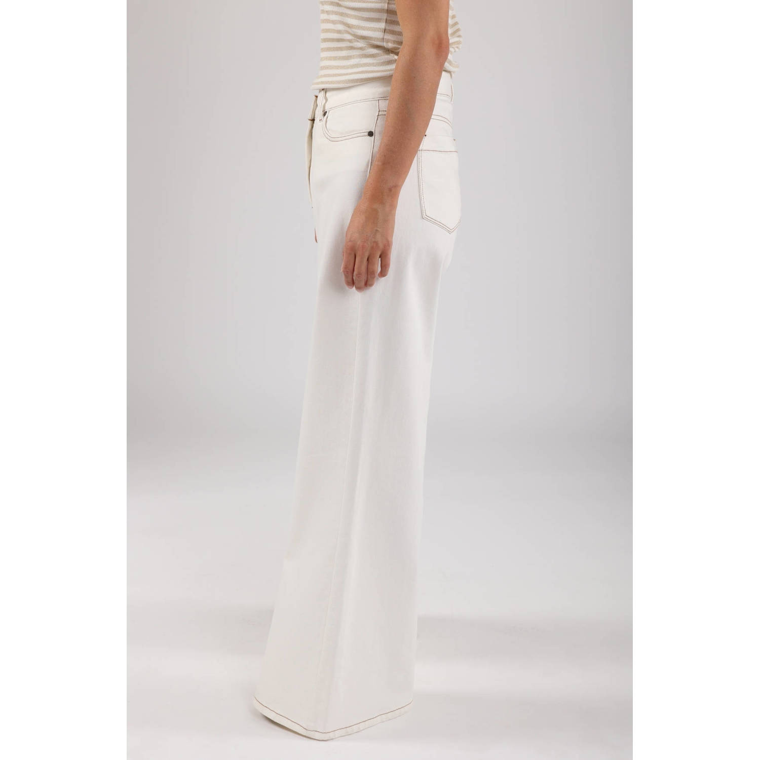 NUKUS wide leg casual broek wit