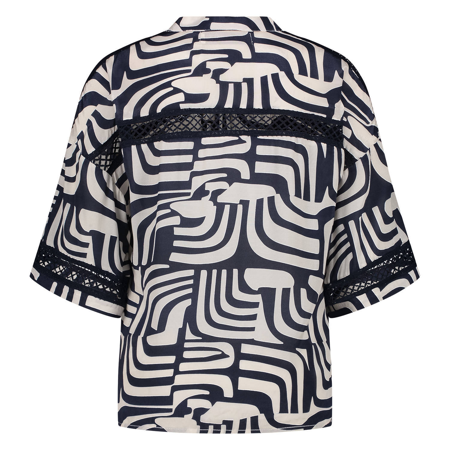 NUKUS blousetop donkerblauw broderie
