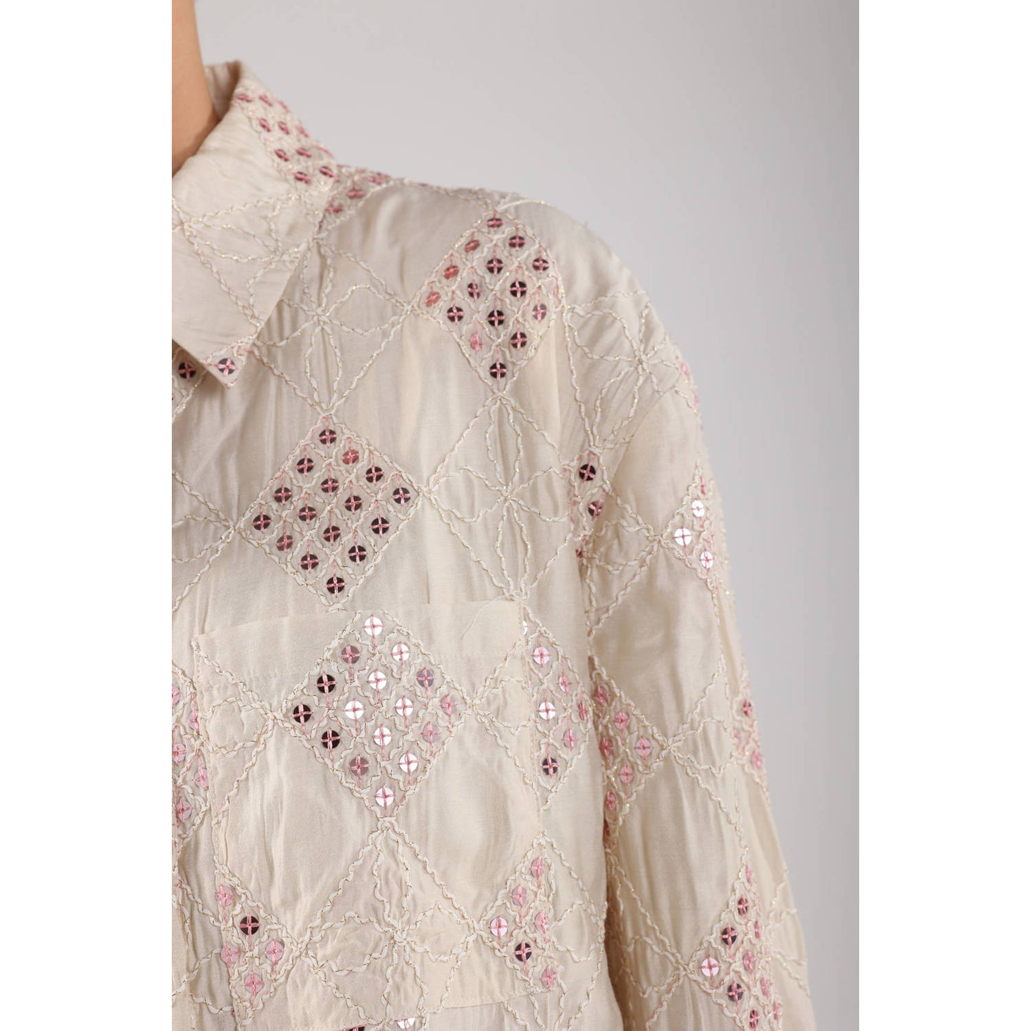 NUKUS blouse crème met pailletten