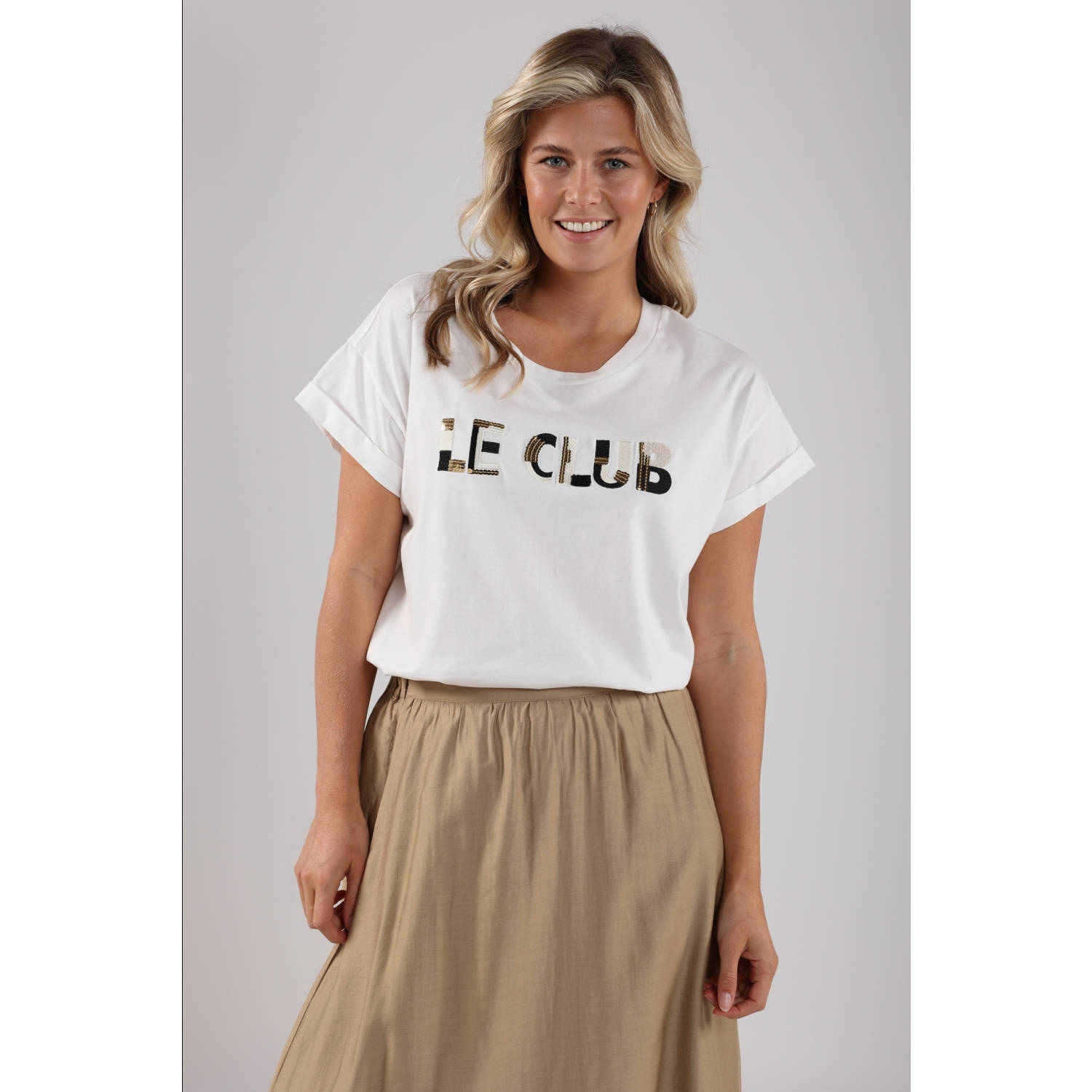 NUKUS T-shirt wit met pailletten