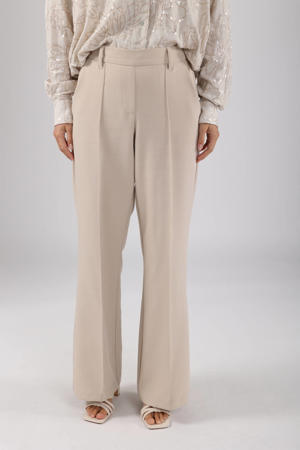 straight high waist pantalon beige
