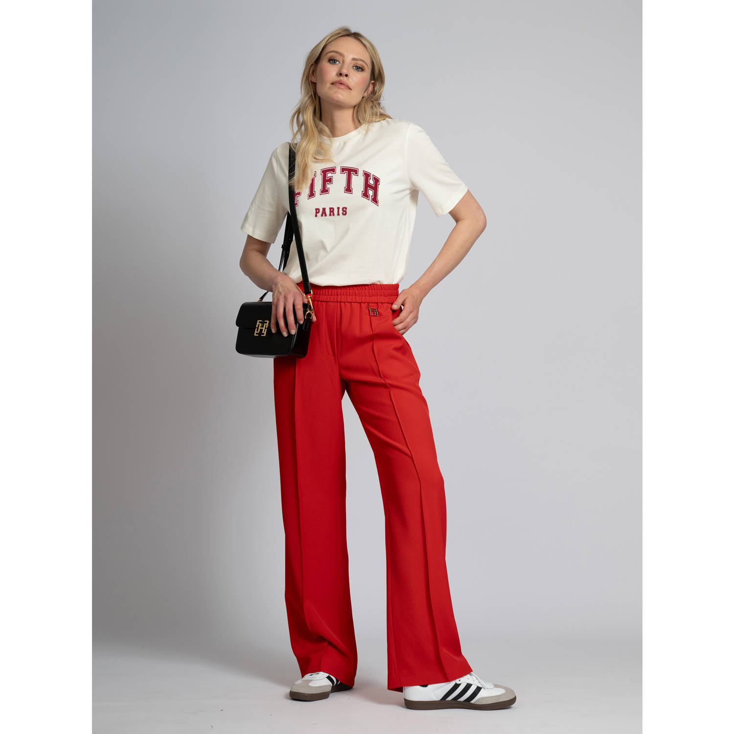 Fifth House straight high waist broek rood