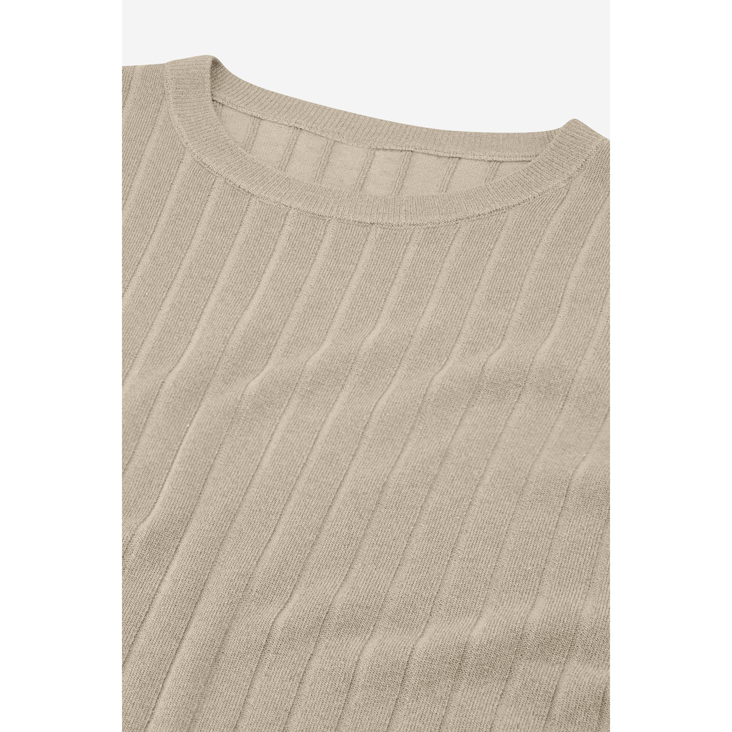 Fifth House glitter top beige rib gebreid