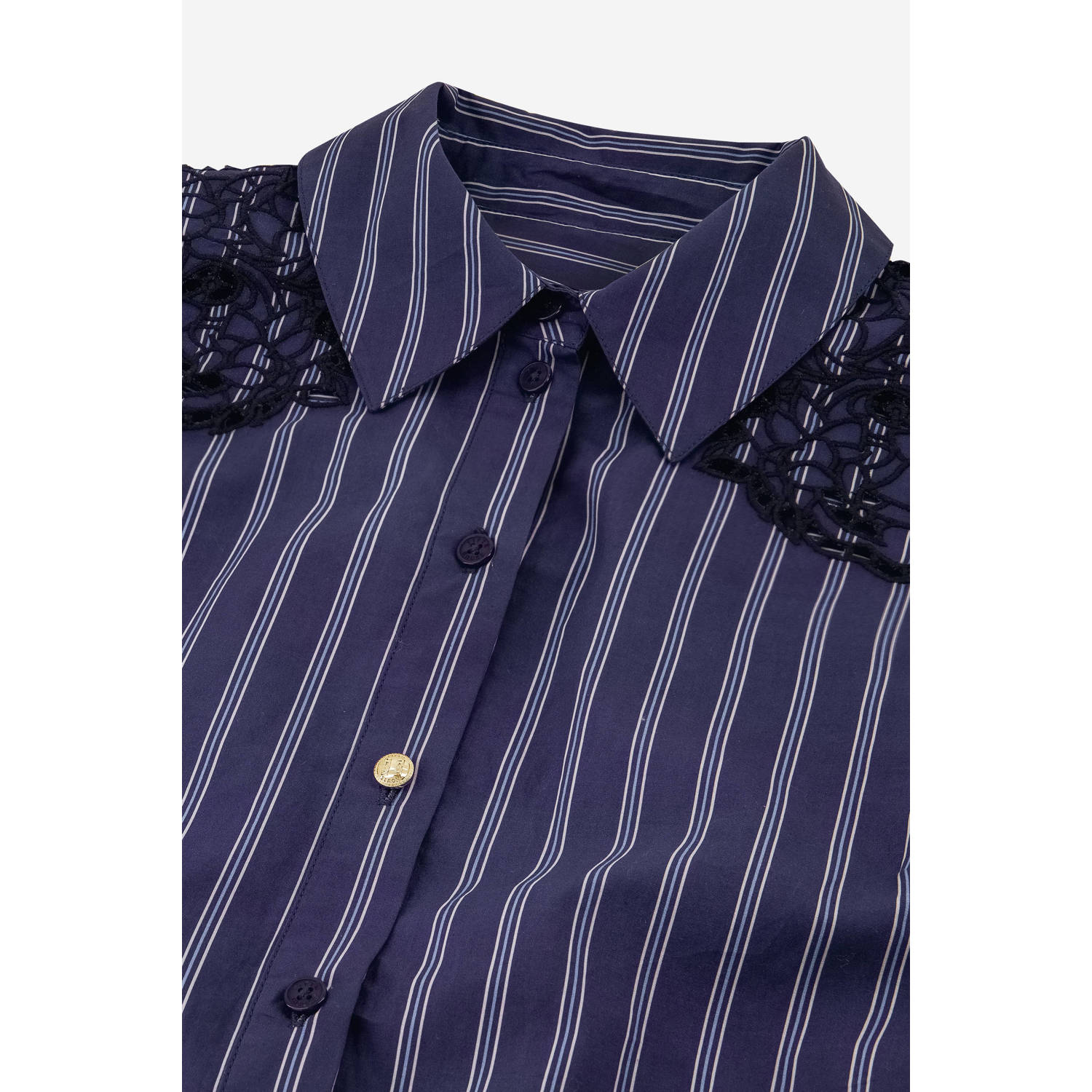 Fifth House blouse donkerblauw broderie