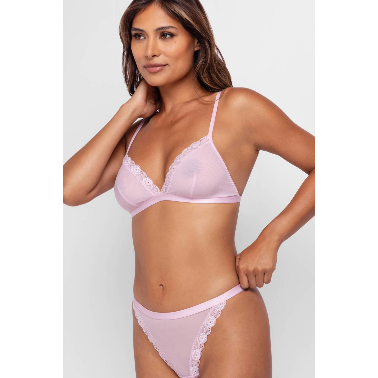 Dorina Curve niet-voorgevormde bralette Misha (set van 3) fuchsia roze zwart