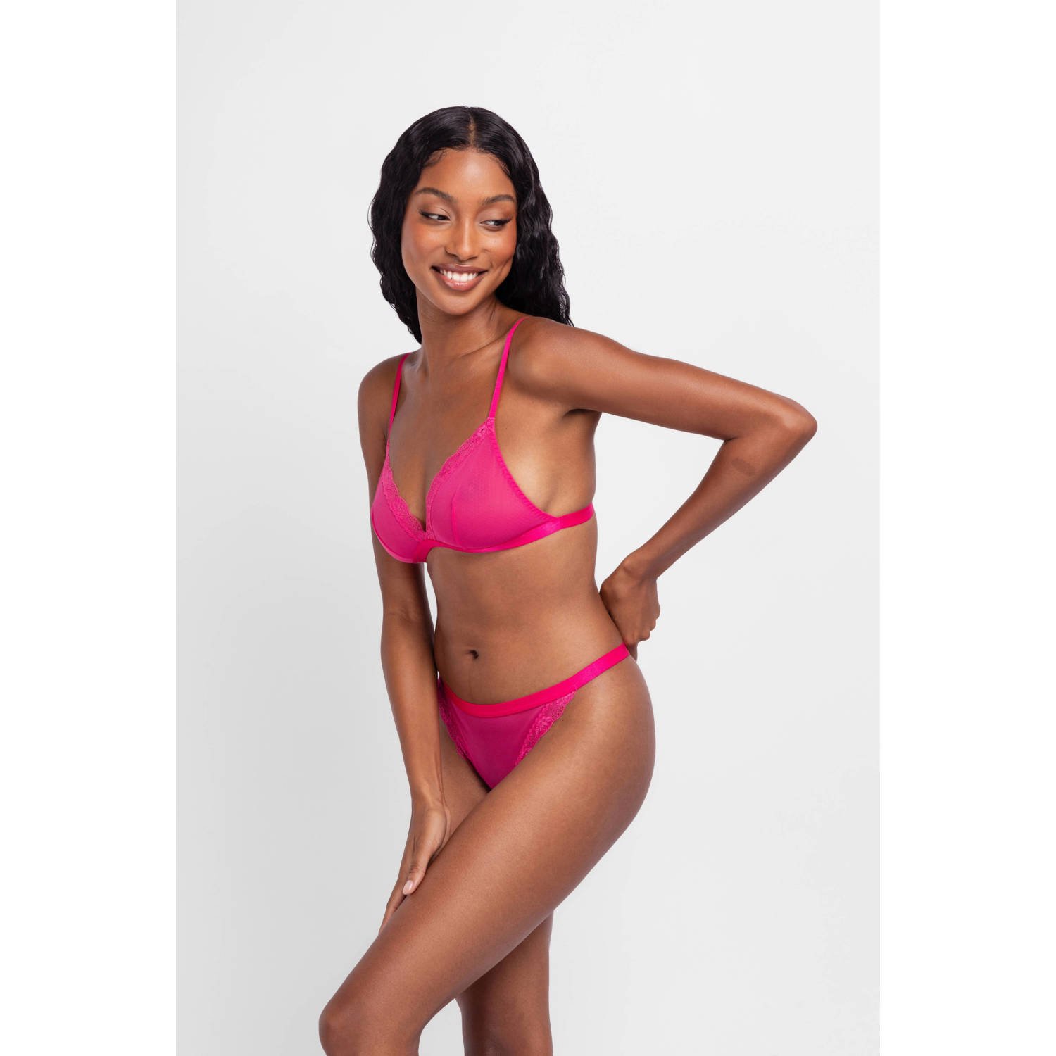 Dorina Curve string Misha (set van 3) fuchsia roze zwart
