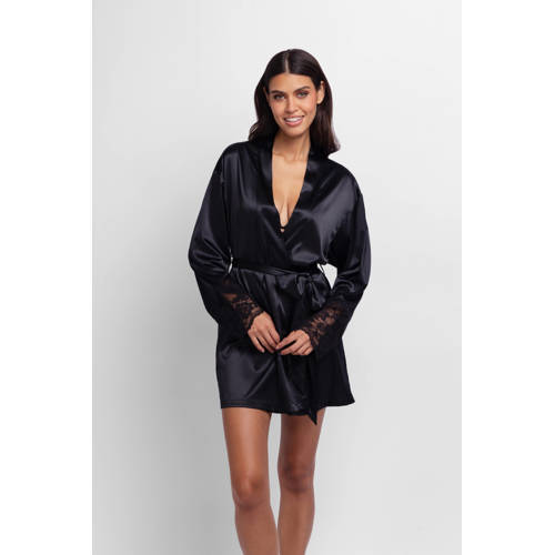 Dorina Curve satijnlook kimono Lyra zwart afbeelding