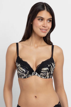 voorgevormde push-up bh Origins zwart/grijs