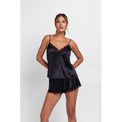 Dorina satijnlook pyjamashort Origins zwart afbeelding