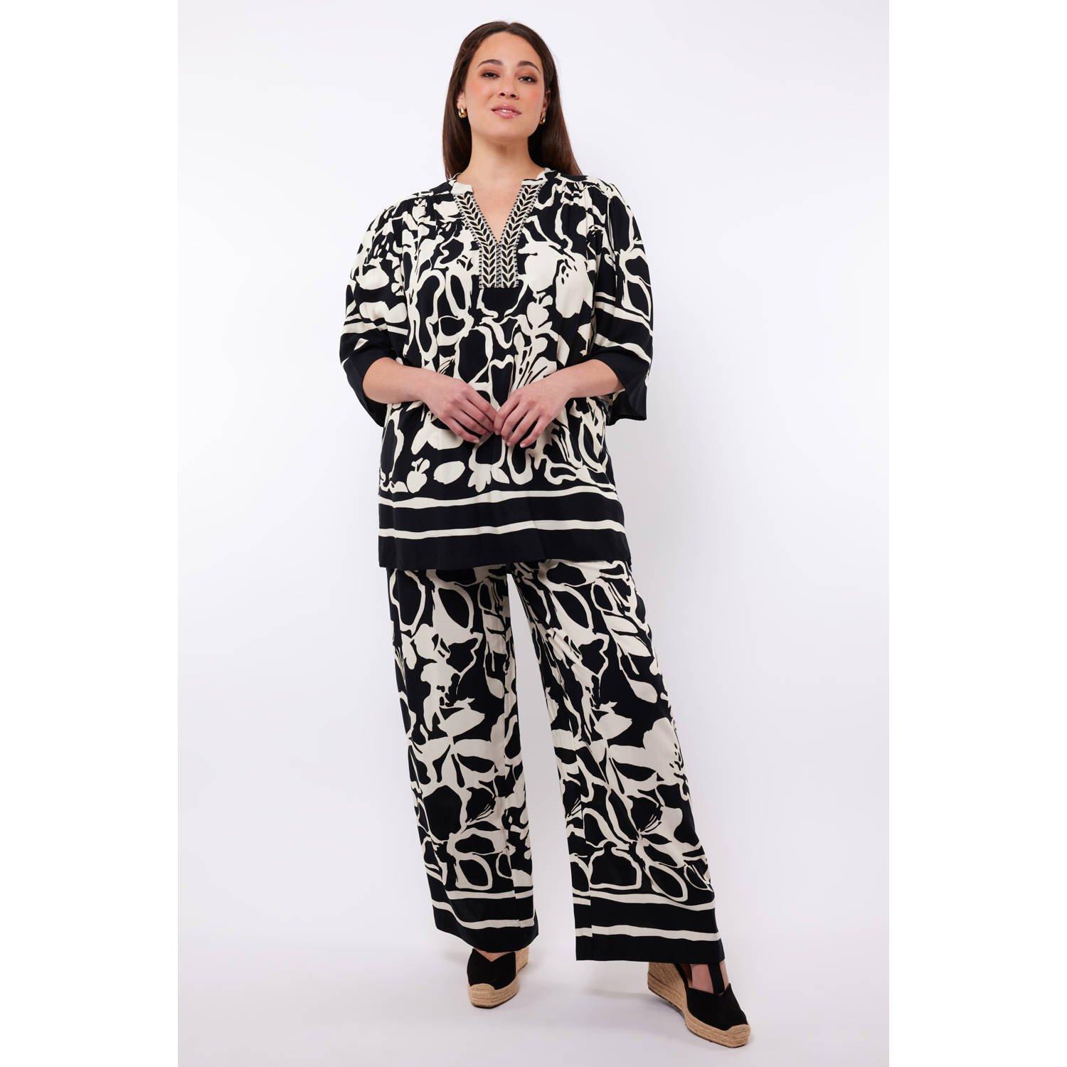 Exxcellent wide leg high waist broek zwart