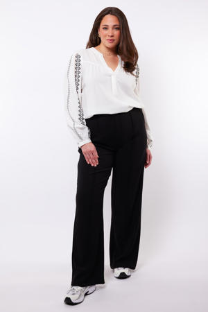 wide leg high waist broek zwart